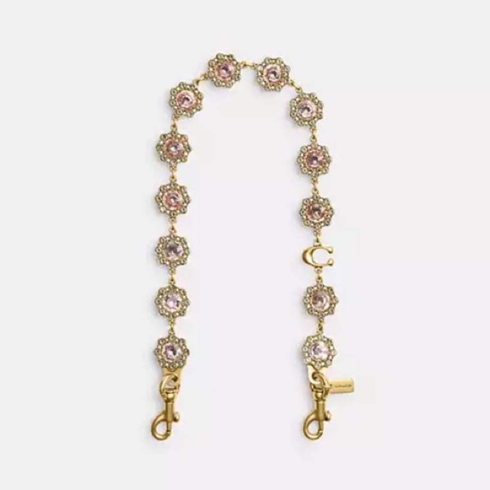 Coach NWT Short Jewelry Chain Strap in brass/pink